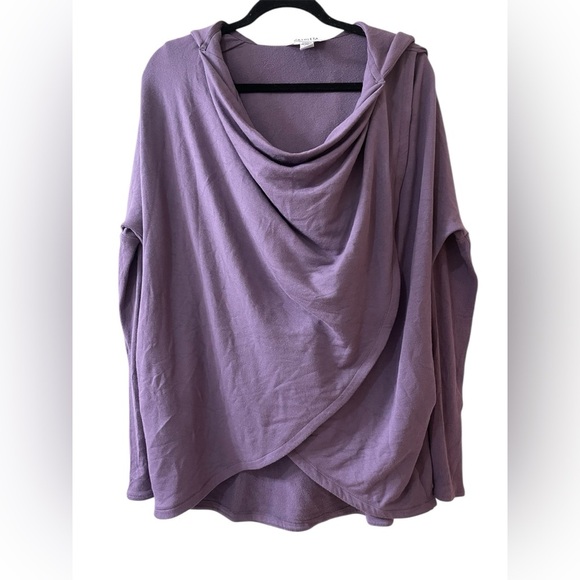 Athleta Purana Wrap Draped Sweatshirt with Hood Purple Super Soft Small - Picture 2 of 6